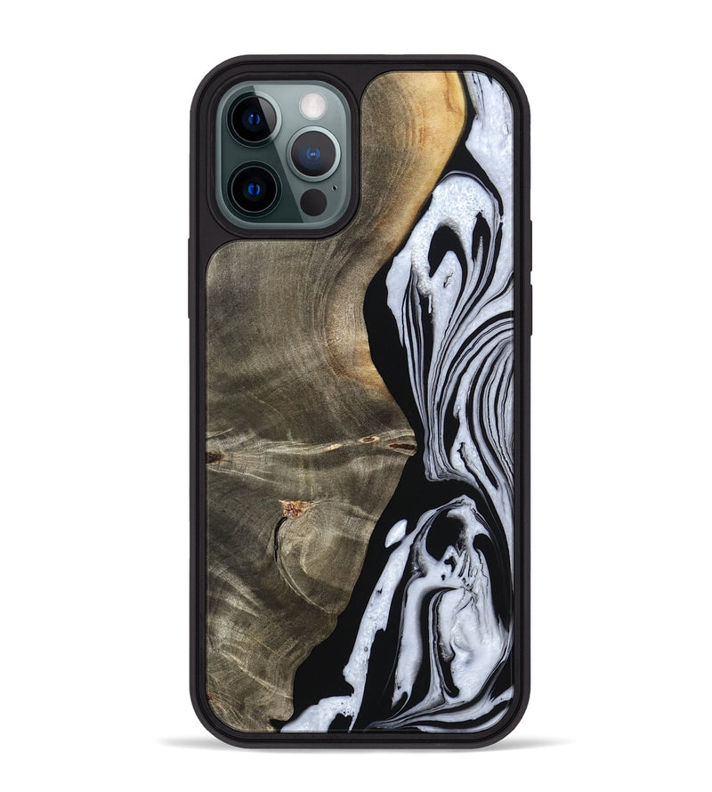 iPhone 12 Pro Max Wood Phone Case - Malinda (Black & White, 804208)