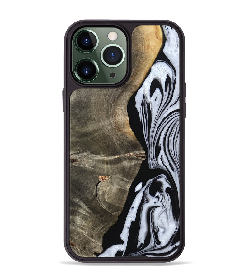 iPhone 13 Pro Max Wood Phone Case - Malinda (Black & White, 804208)