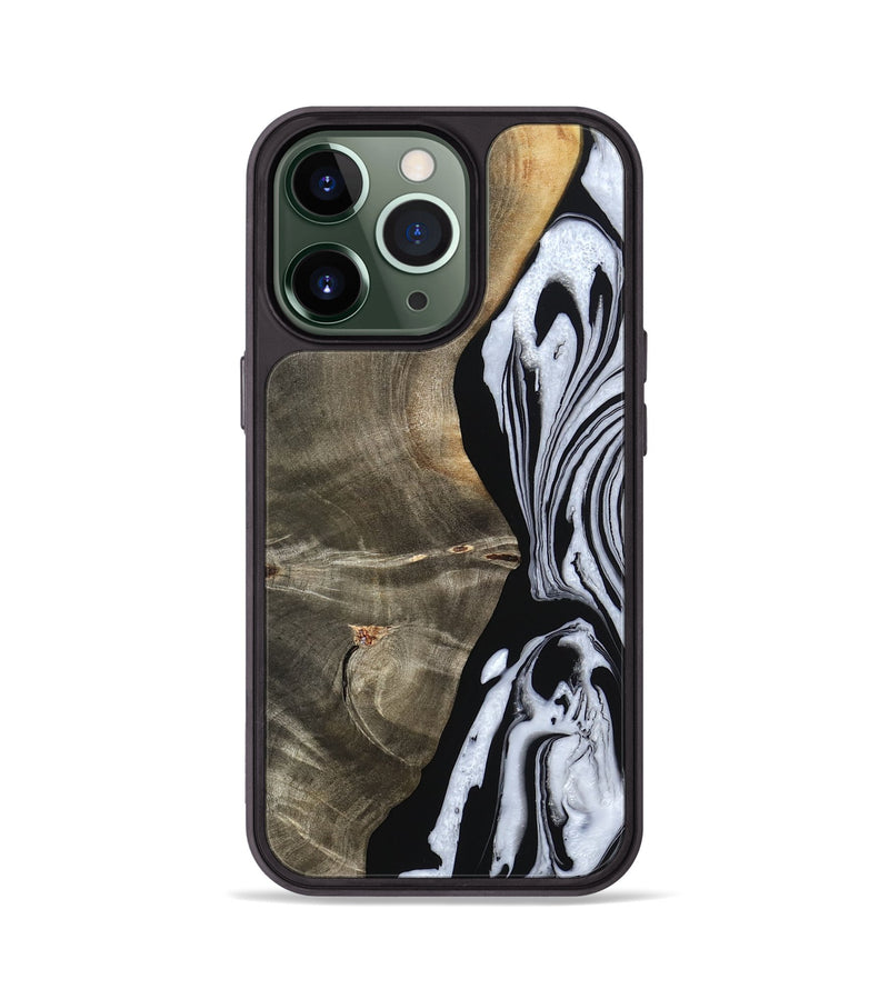 iPhone 13 Pro Wood Phone Case - Malinda (Black & White, 804208)