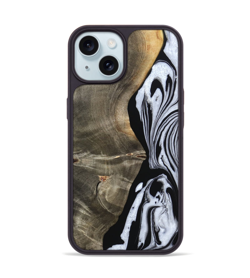 iPhone 15 Wood Phone Case - Malinda (Black & White, 804208)