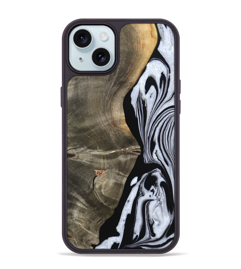 iPhone 15 Plus Wood Phone Case - Malinda (Black & White, 804208)