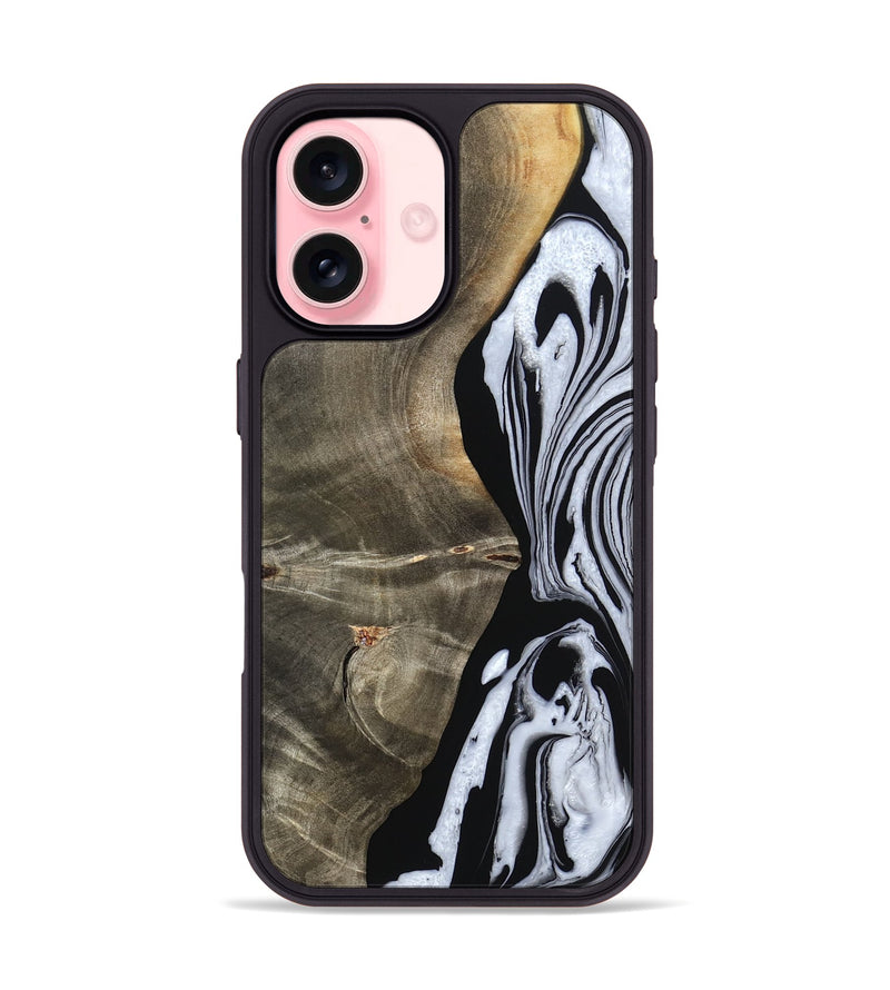 iPhone 16 Wood Phone Case - Malinda (Black & White, 804208)