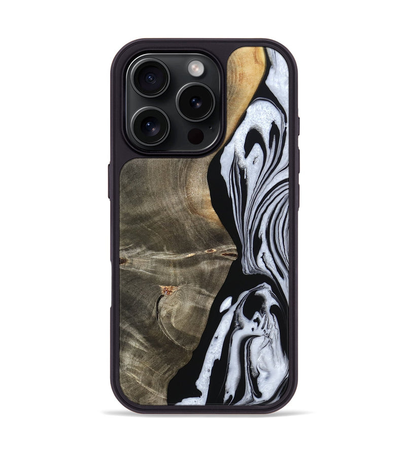 iPhone 16 Pro Wood Phone Case - Malinda (Black & White, 804208)