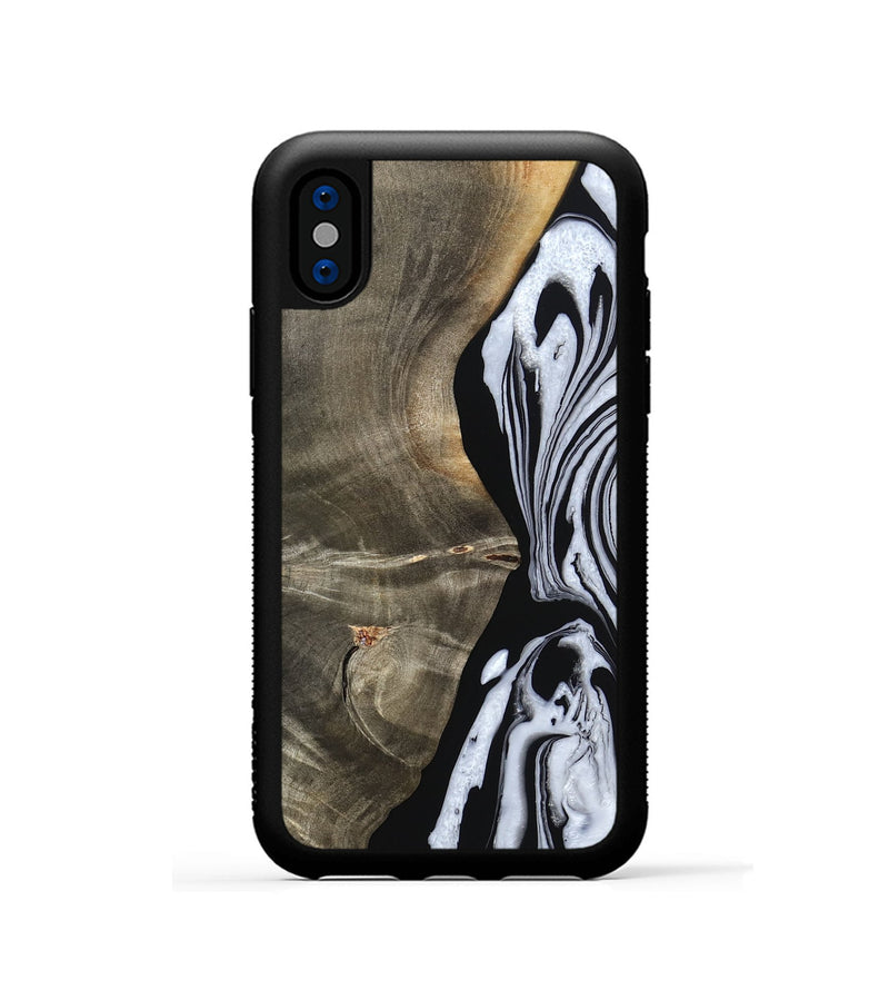 iPhone Xs Wood Phone Case - Malinda (Black & White, 804208)