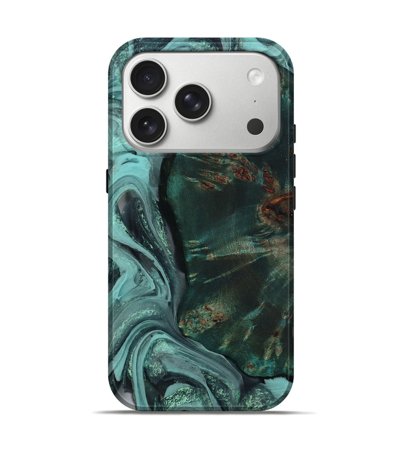 iPhone 17 Pro Wood Live Edge Phone Case - Cori (Green, 804352)