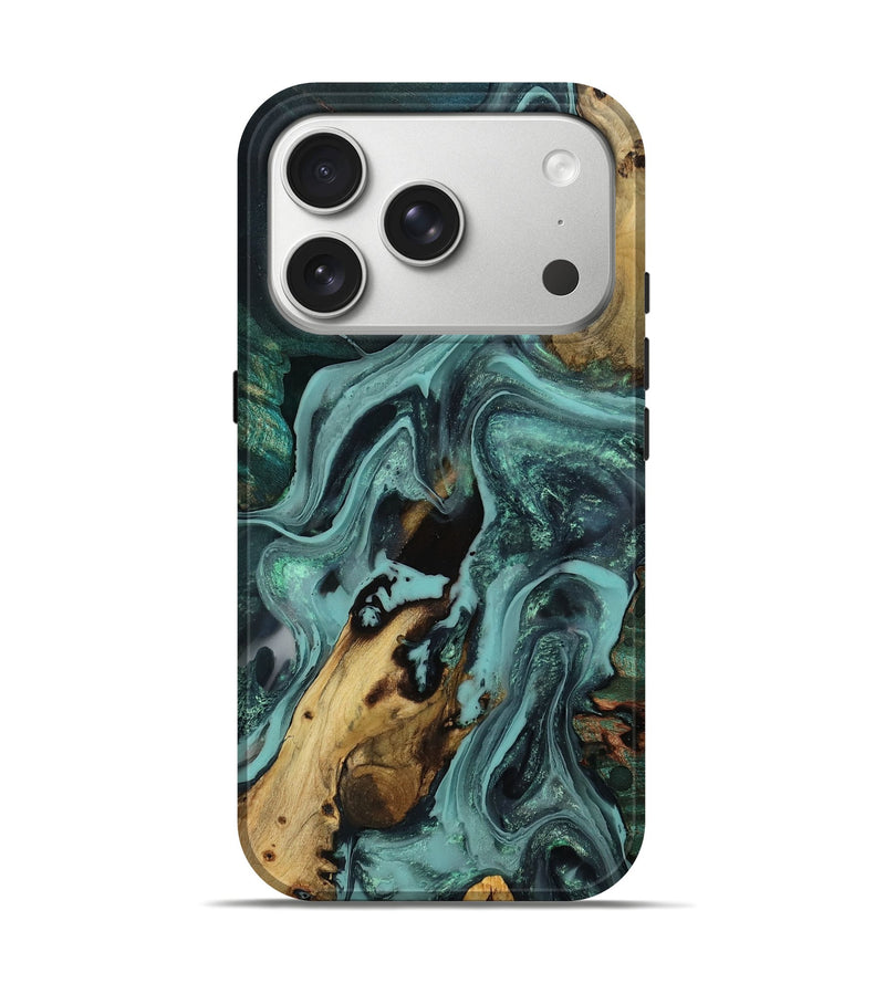 iPhone 17 Pro Wood Live Edge Phone Case - Sharla (Green, 804358)