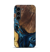 Galaxy S23 Wood Live Edge Phone Case - Velvet (Teal & Gold, 804363)