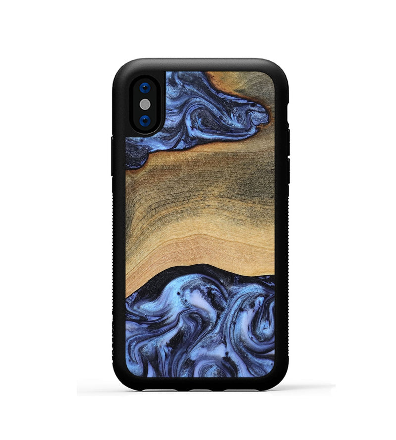 iPhone Xs Wood Phone Case - Metta (Blue, 804534)