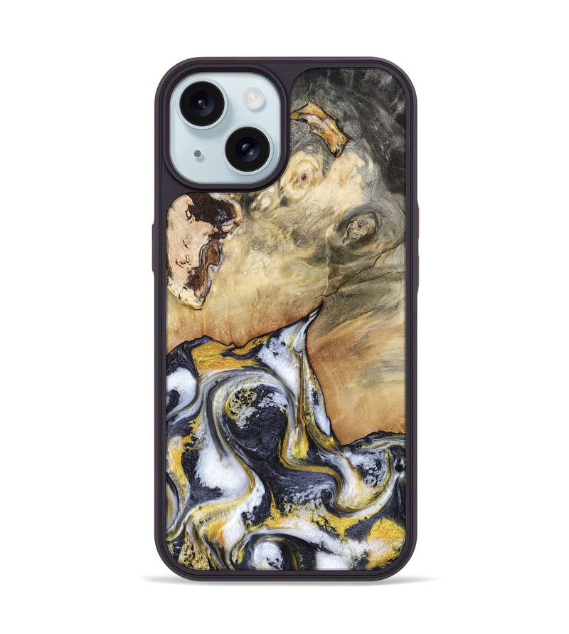 iPhone 15 Wood Phone Case - Arrie (Black & White, 804579)