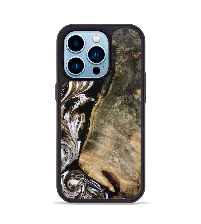 iPhone 14 Pro Wood Phone Case - Aditya (Black & White, 804586)