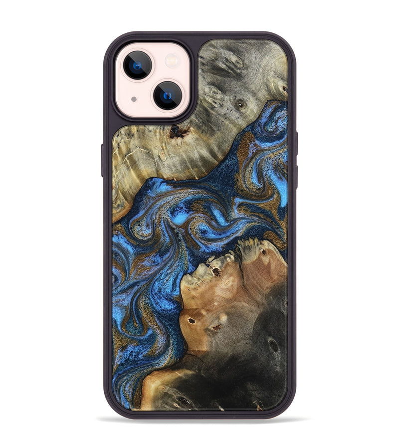 iPhone 14 Plus Wood Phone Case - Lyric (Teal & Gold, 804590)