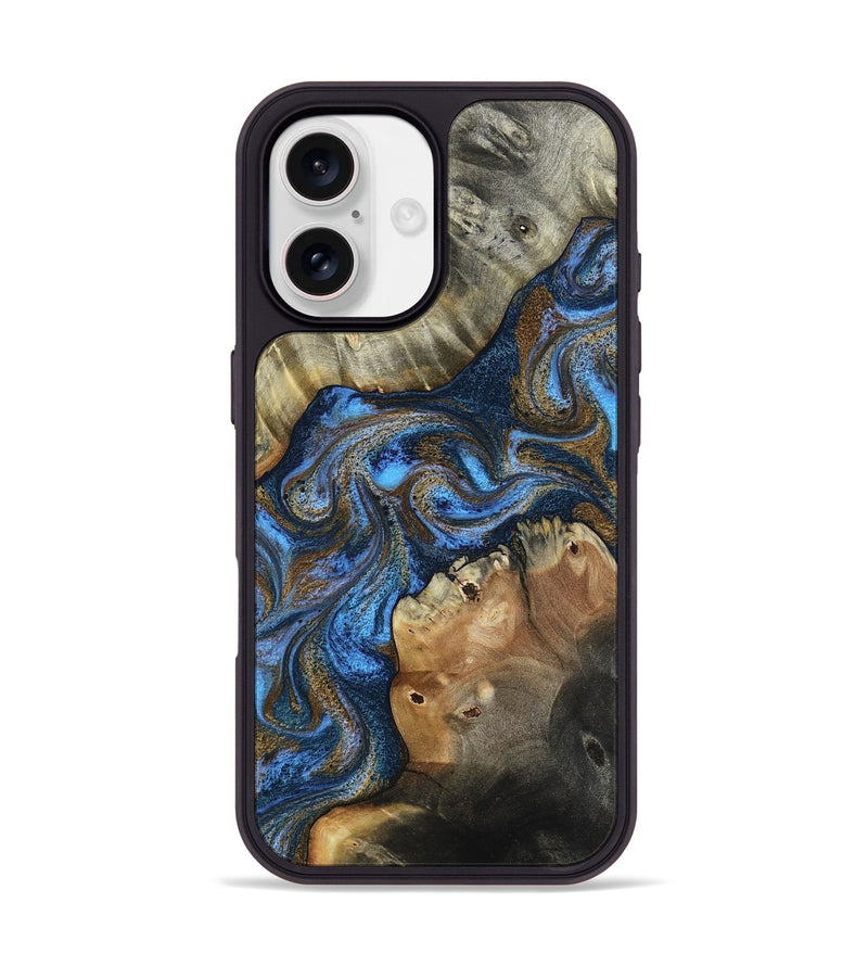 iPhone 17 Wood Phone Case - Lyric (Teal & Gold, 804590)