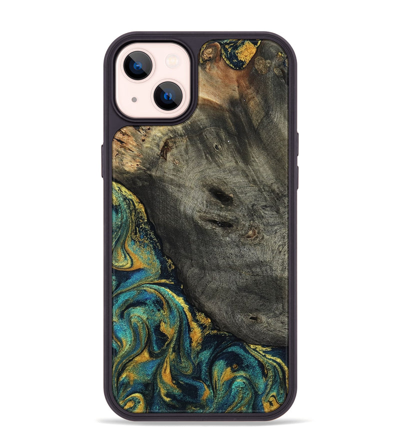iPhone 14 Plus Wood Phone Case - Bryson (Teal & Gold, 804611)