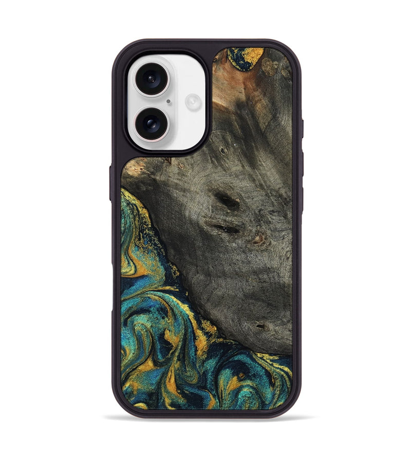 iPhone 17 Wood Phone Case - Bryson (Teal & Gold, 804611)