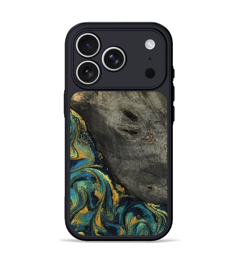 iPhone 17 Pro Wood Phone Case - Bryson (Teal & Gold, 804611)