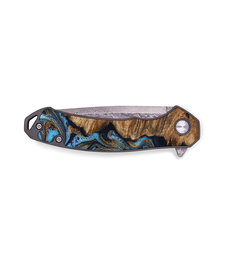 EDC Wood Pocket Knife - Charlie (Teal & Gold, 804612)
