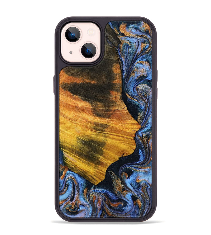 iPhone 14 Plus Wood Phone Case - Nan (Teal & Gold, 804613)