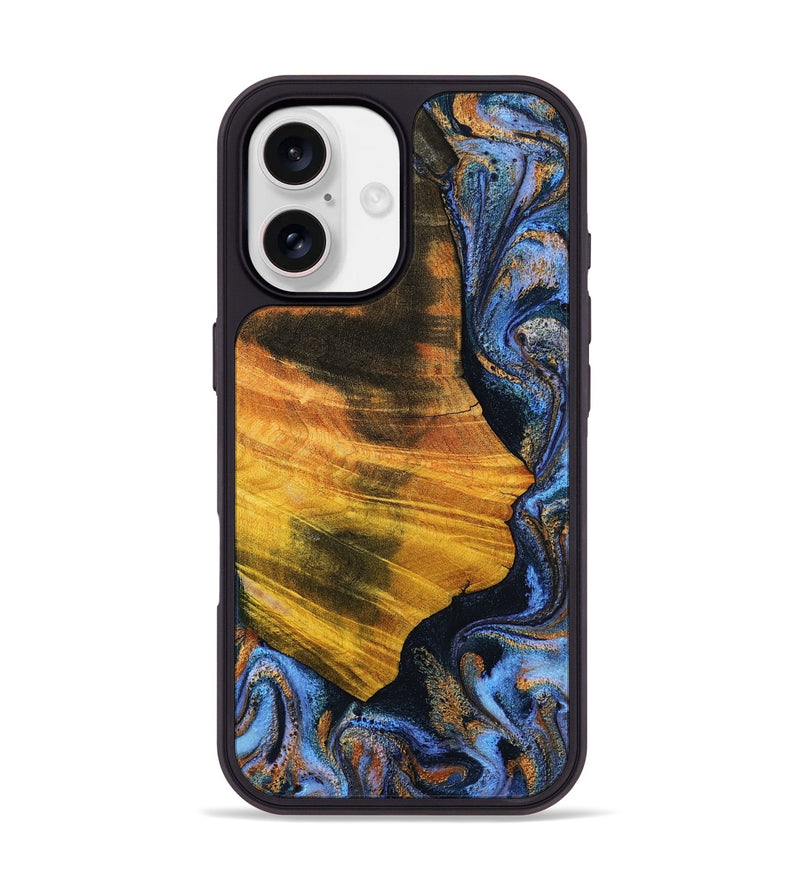 iPhone 17 Wood Phone Case - Nan (Teal & Gold, 804613)