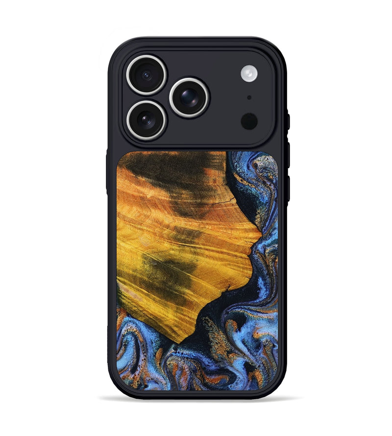 iPhone 17 Pro Wood Phone Case - Nan (Teal & Gold, 804613)