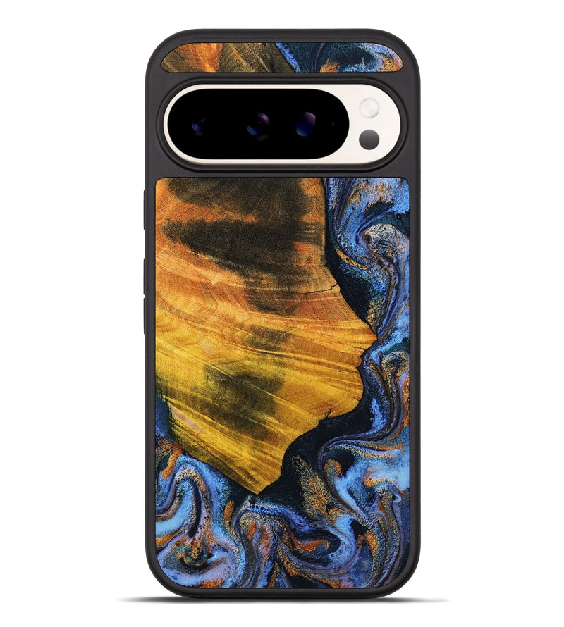 Pixel 10 Pro XL Wood Phone Case - Nan (Teal & Gold, 804613)