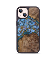 iPhone 14 Wood Phone Case - Ermias (Teal & Gold, 804628)
