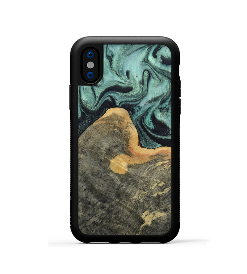 iPhone Xs Wood Phone Case - Otha (Green, 804729)