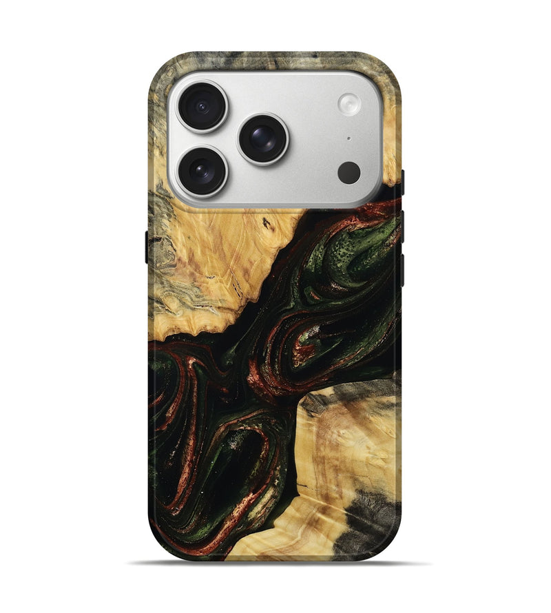 iPhone 17 Pro Wood Live Edge Phone Case - Tabitha (Green, 804740)