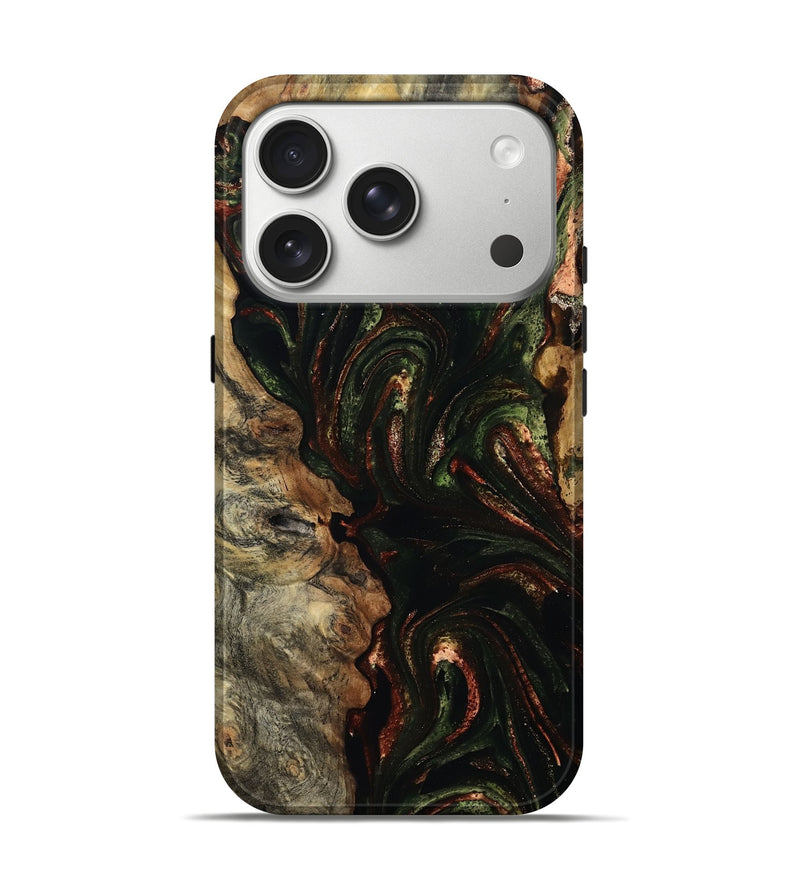 iPhone 17 Pro Wood Live Edge Phone Case - Lorena (Green, 804743)