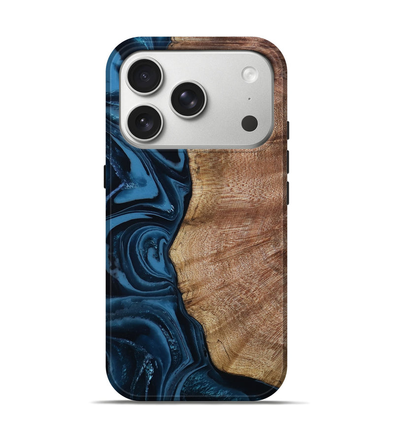 iPhone 17 Pro Wood Live Edge Phone Case - Shayna (Blue, 804879)