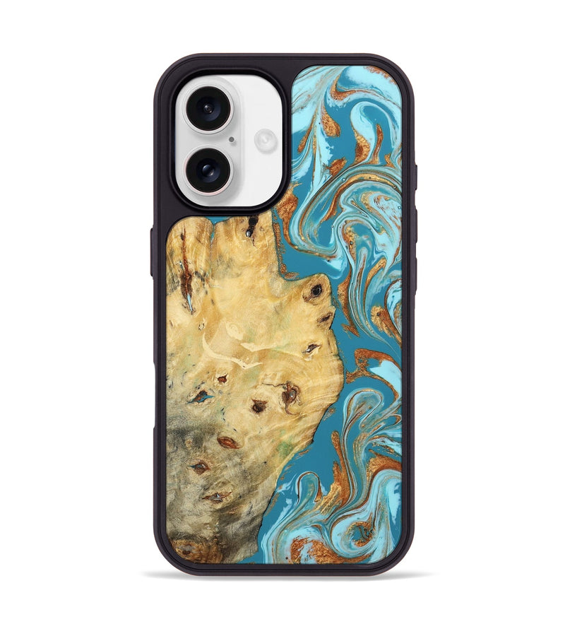 iPhone 17 Wood Phone Case - Gwen (Teal & Gold, 804890)