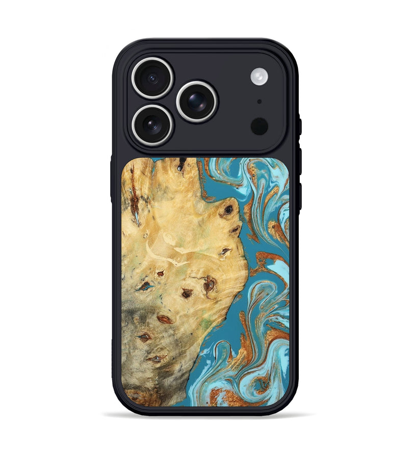 iPhone 17 Pro Wood Phone Case - Gwen (Teal & Gold, 804890)