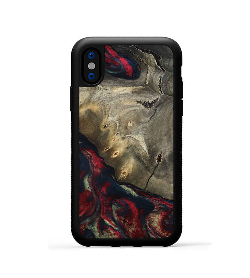 iPhone Xs Wood Phone Case - Margret (Red, 804904)