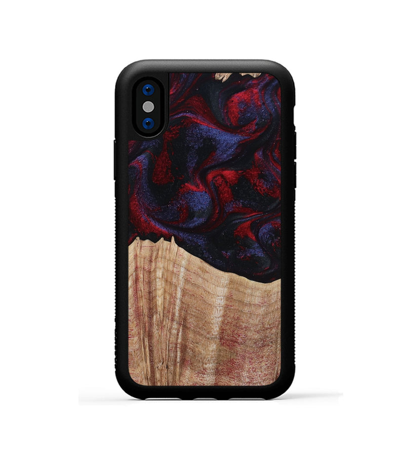 iPhone Xs Wood Phone Case - Elza (Red, 804906)