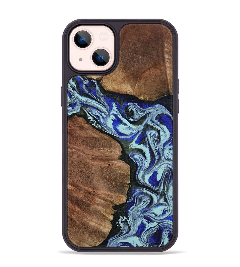 iPhone 14 Plus Wood Phone Case - Earlene (Blue, 804912)