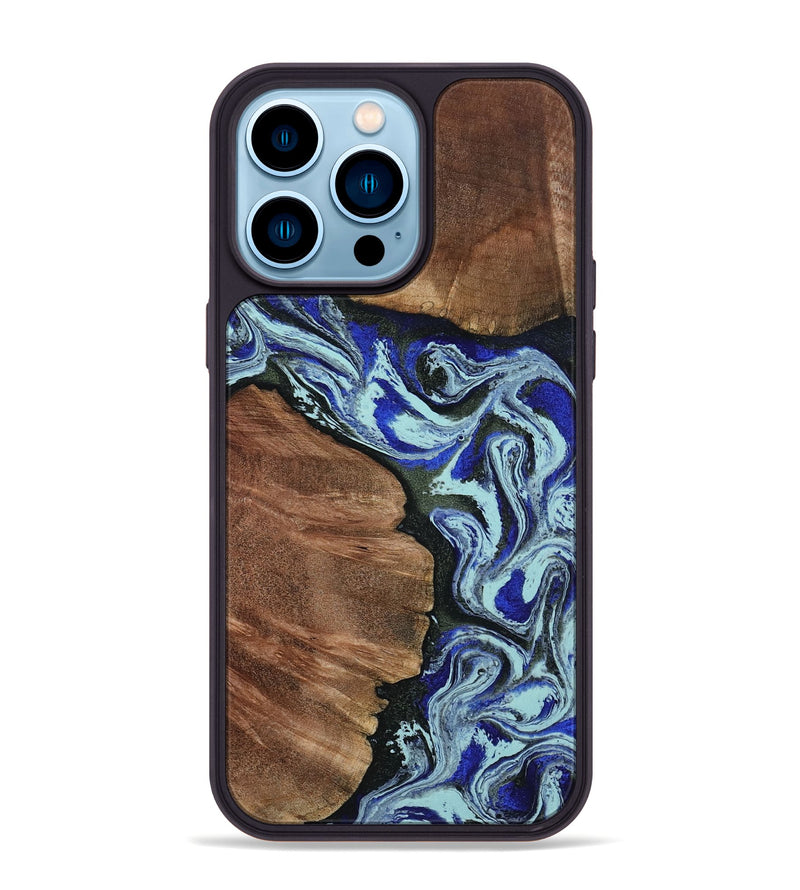 iPhone 14 Pro Max Wood Phone Case - Earlene (Blue, 804912)