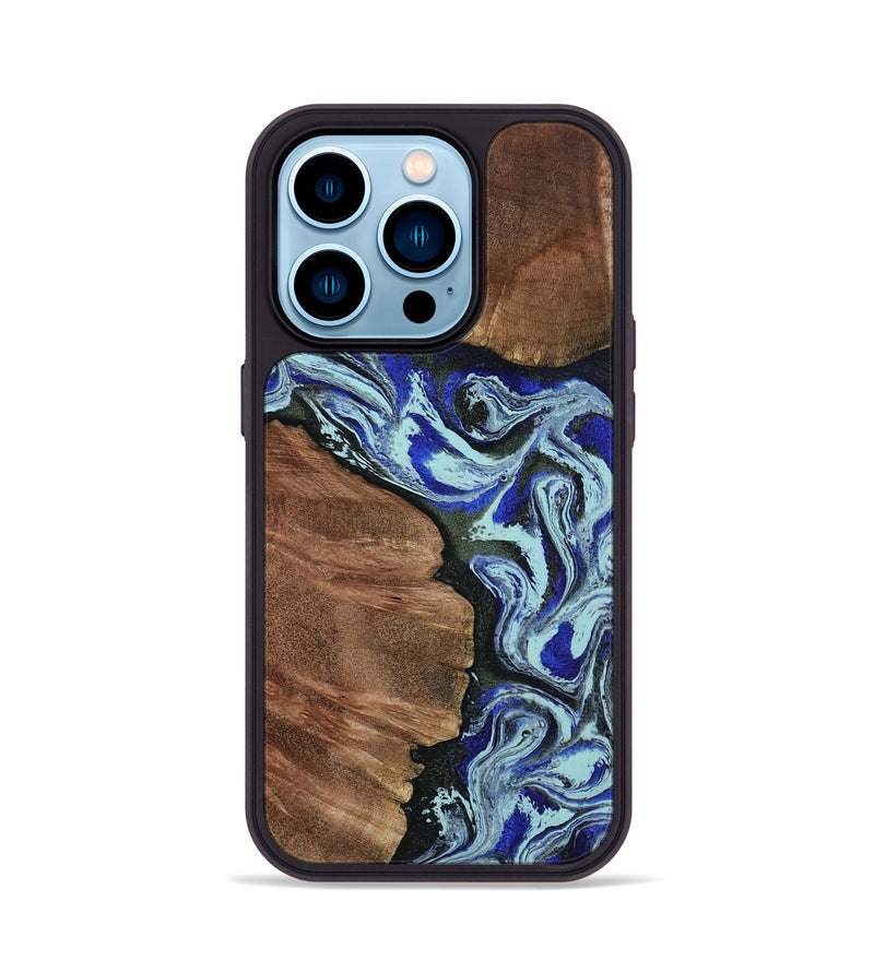 iPhone 14 Pro Wood Phone Case - Earlene (Blue, 804912)