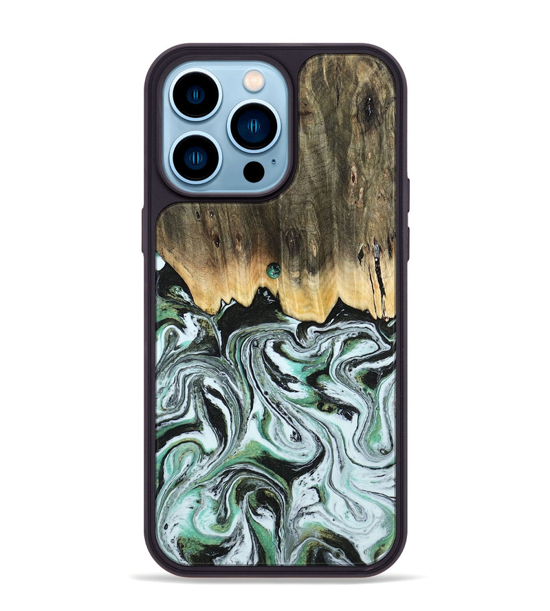 iPhone 14 Pro Max Wood Phone Case - Cecily (Green, 805120)
