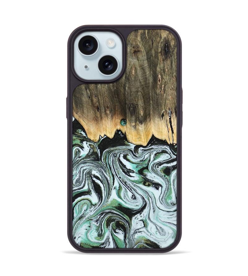 iPhone 15 Wood Phone Case - Cecily (Green, 805120)
