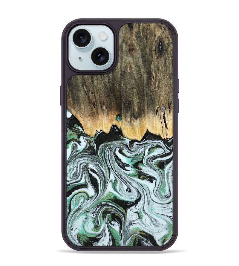 iPhone 15 Plus Wood Phone Case - Cecily (Green, 805120)