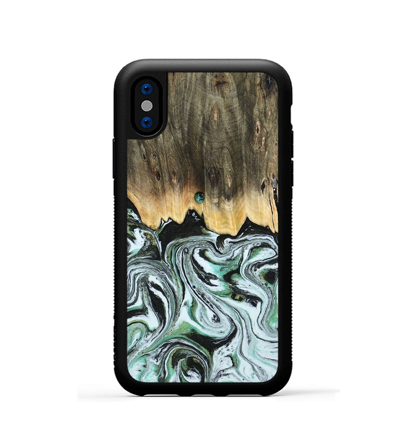 iPhone Xs Wood Phone Case - Cecily (Green, 805120)