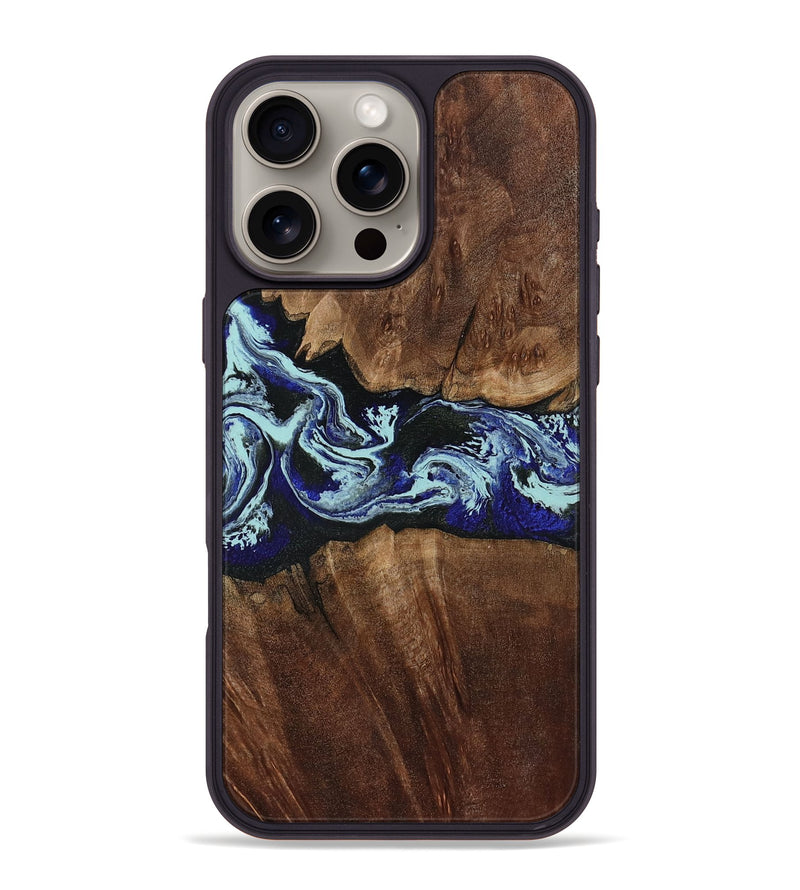 iPhone 16 Pro Max Wood Phone Case - Johan (Blue, 805124)