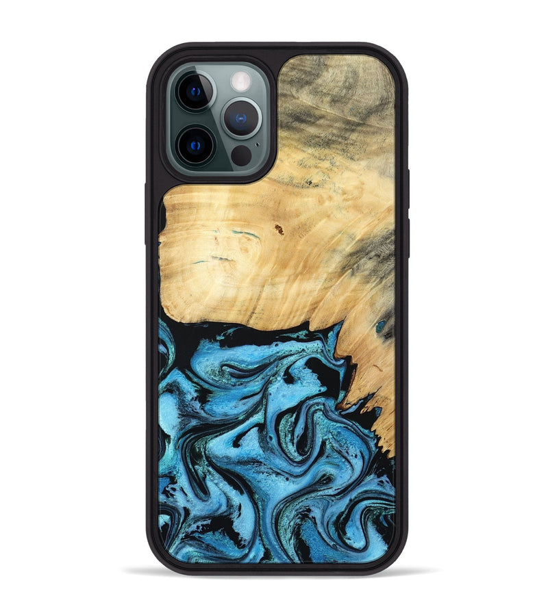 iPhone 12 Pro Max Wood Phone Case - Rubin (Blue, 805130)
