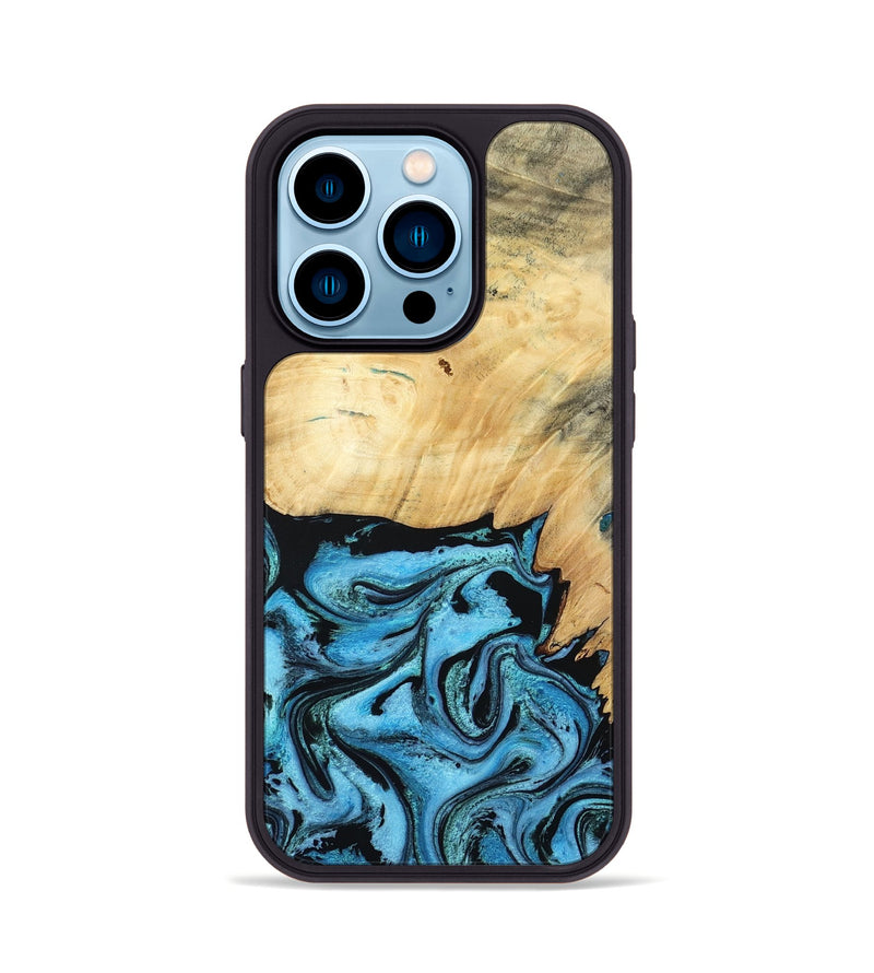 iPhone 14 Pro Wood Phone Case - Rubin (Blue, 805130)