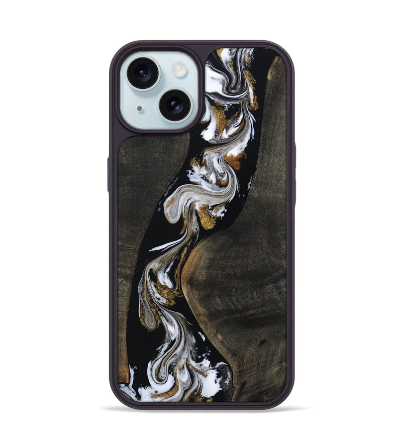 iPhone 15 Wood Phone Case - Kristin (Black & White, 805189)