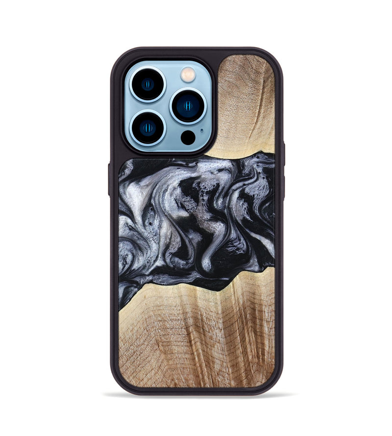 iPhone 14 Pro Wood Phone Case - Erick (Black & White, 805190)