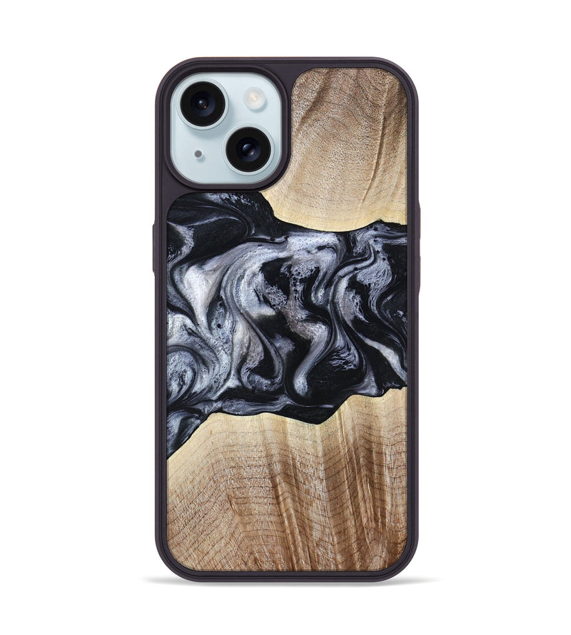 iPhone 15 Wood Phone Case - Erick (Black & White, 805190)
