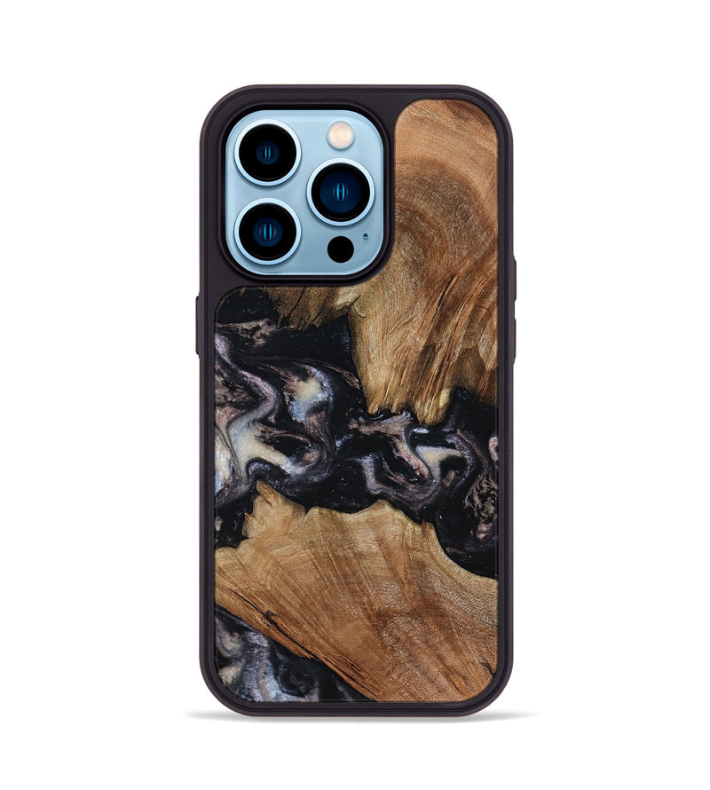 iPhone 14 Pro Wood Phone Case - Terri (Black & White, 805191)