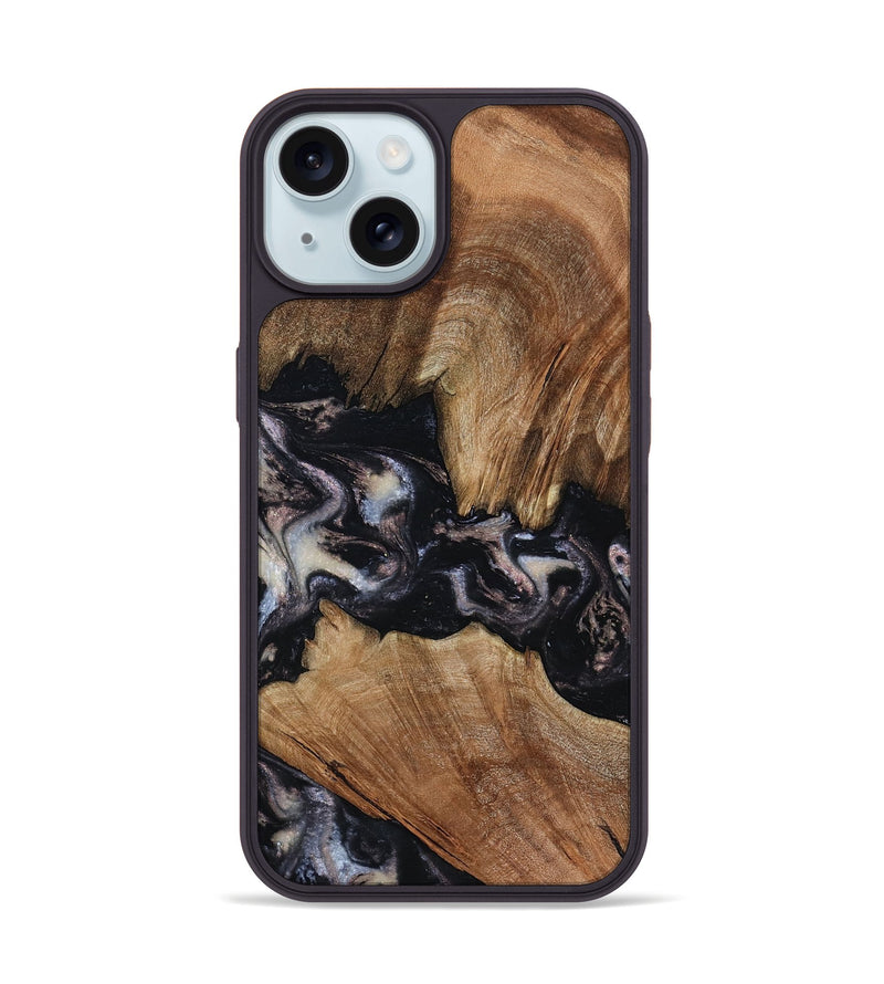 iPhone 15 Wood Phone Case - Terri (Black & White, 805191)