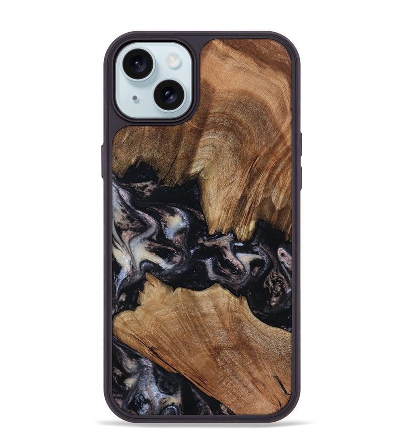 iPhone 15 Plus Wood Phone Case - Terri (Black & White, 805191)