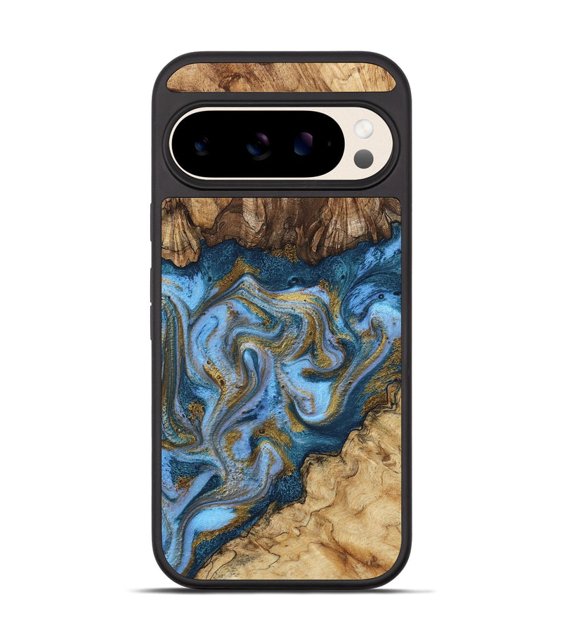 Pixel 10 Wood Phone Case - Adella (Teal & Gold, 805196)